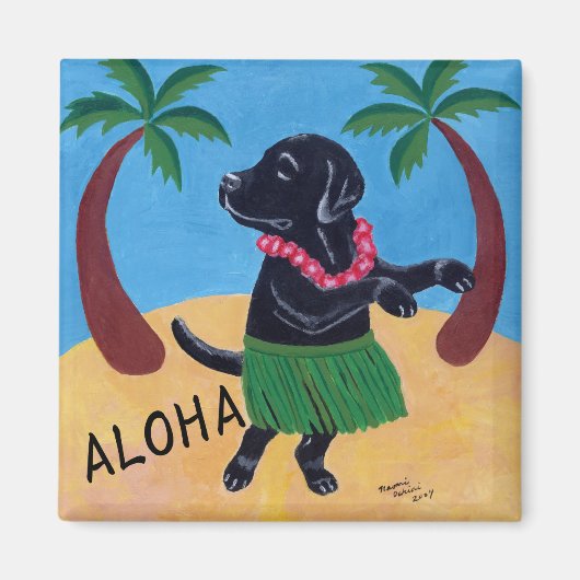 Aloha Black Labrador Magneet (Voorkant)
