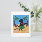 Aloha Black Labrador schilderij Briefkaart (Staand voorkant)