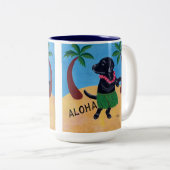 Aloha Black Labrador Tweekleurige Koffiemok (Voorkant rechts)