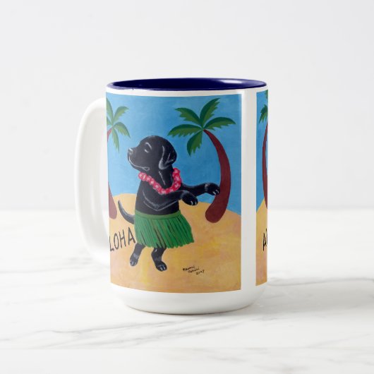 Aloha Black Labrador Tweekleurige Koffiemok (Voorkant links)