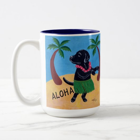 Aloha Black Labrador Tweekleurige Koffiemok (Links)
