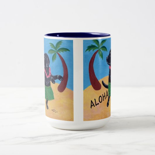 Aloha Black Labrador Tweekleurige Koffiemok (Center)