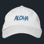ALOHA Blauw en Wit Geborduurde Pet<br><div class="desc">ALOHA Blauw en Wit Geborduurd katoenen pet. Maakt een geweldig cadeau voor iedereen die van Hawaï houdt! Als u liever uw persoonlijke tekst hebt, selecteert u de knop "Deze sjabloon personaliseren" om de gewenste aangepaste tekst in te voeren. Borduurwerk is ook aanpasbaar aan andere kleurkeuzes door de knop "Ontwerp bewerken"...</div>