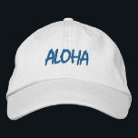 ALOHA Blauw en Wit Geborduurde Pet<br><div class="desc">ALOHA Blauw en Wit Geborduurd katoenen pet. Maakt een geweldig cadeau voor iedereen die van Hawaï houdt! Als u liever uw persoonlijke tekst hebt, selecteert u de knop "Deze sjabloon personaliseren" om de gewenste aangepaste tekst in te voeren. Borduurwerk is ook aanpasbaar aan andere kleurkeuzes door de knop "Ontwerp bewerken"...</div>