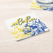 Aloha Blauwe Gele Cereus Bloemen Onderzetters (Schuin)