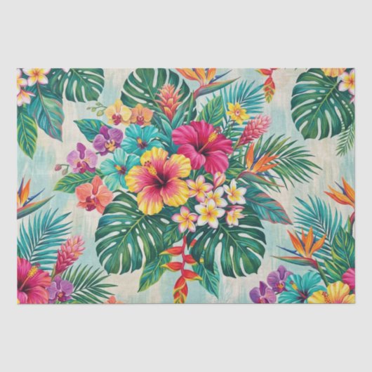 Aloha Bloeiende Tropische Bloemen Tissuepapier (Voorkant)