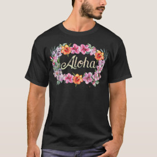 Aloha Bloemen Hawaiaanse T Hawaï Strand Luau Fees T-shirt