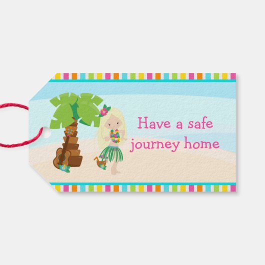 Aloha blond haar meisje cadeaulabel (Achterkant Horizontaal)