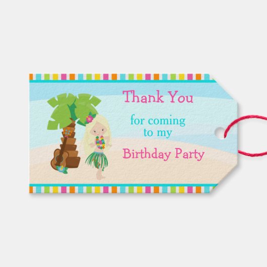 Aloha blond haar meisje cadeaulabel (Voorkant (Horizontaal))