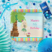 Aloha blond haar meisje partij papieren bordje (Feest)