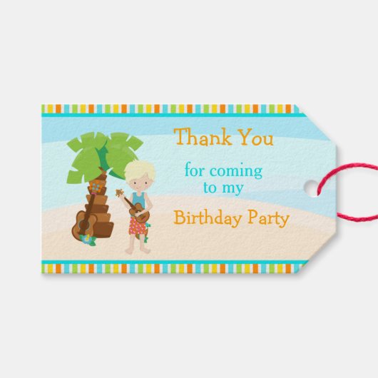 Aloha Blonde Hair Boy Cadeaulabel (Voorkant (Horizontaal))