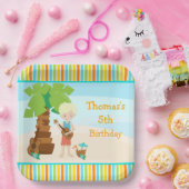 Aloha Blonde Hair Boy Party Papieren Bordje (Feest)