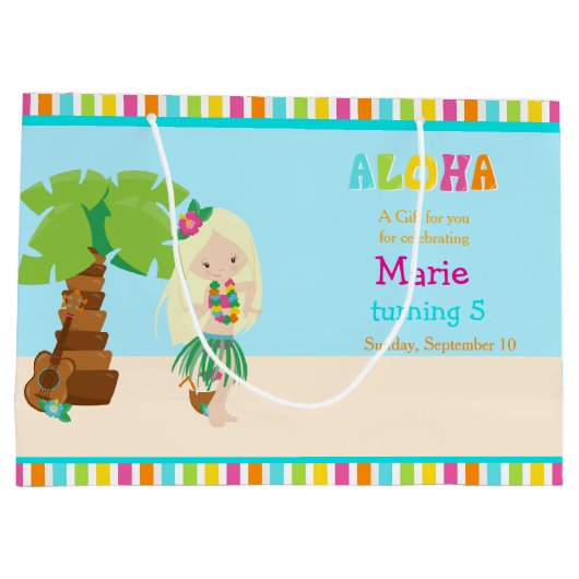 Aloha Blonde Hair Girl Hartelijk dank Groot Cadeauzakje (Achterkant)