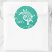 Aloha Blue Hawaii Turtle Ronde Sticker (Tas)