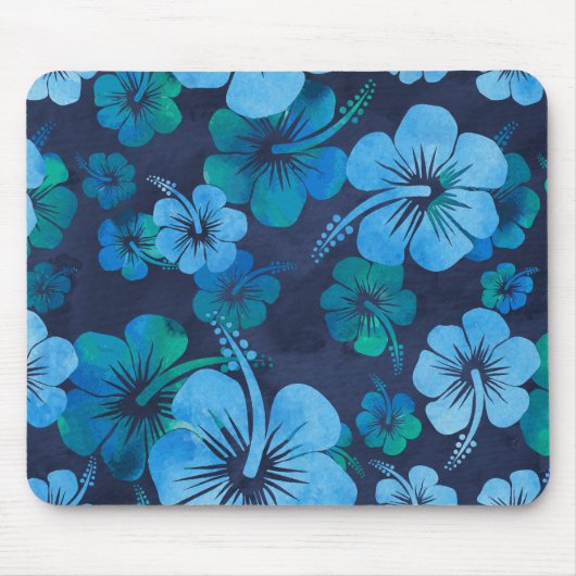Aloha Blue Hawaiian Hibiscus Floral print Muismat (Voorkant)