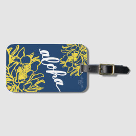 Aloha Blue met Gellow Cereus Flowers Bagagelabels