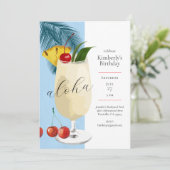 Aloha Blue Pineapple Cocktail Zomer Verjaardag Kaart (Staand voorkant)