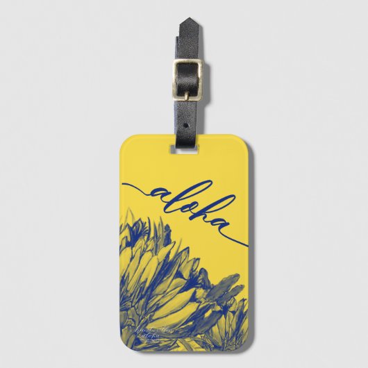 Aloha Blue Yellow Cereus Bag Label Bagagelabel (Voorkant (verticaal))
