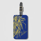 Aloha Blue Yellow Hala Tree Bag Label Bagagelabel (Voorkant (verticaal))