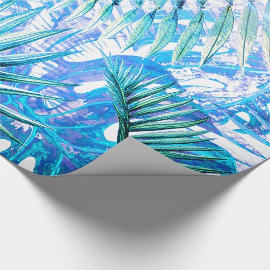 Aloha- BlueTropical Palm en Monstera Garden Cadeaupapier (Hoek)