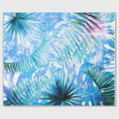 Aloha- BlueTropical Palm en Monstera Garden Cadeaupapier (Vlak)