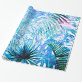 Aloha- BlueTropical Palm en Monstera Garden Cadeaupapier (Uitgerold)
