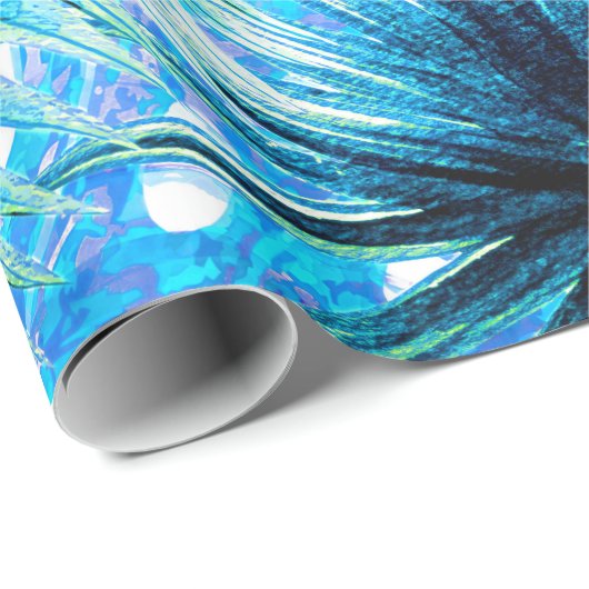 Aloha- BlueTropical Palm en Monstera Garden Cadeaupapier (Rol Hoek)