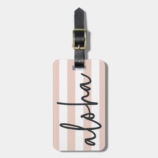 Aloha | Blush Pink gepersonaliseerd Bagagelabel (Voorkant verticaal)