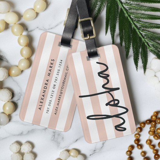 Aloha | Blush Pink gepersonaliseerd Bagagelabel
