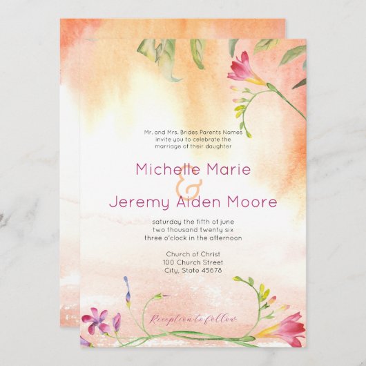 Aloha Boho Freesia Roze Pop  Kaart (Voorkant / Achterkant)