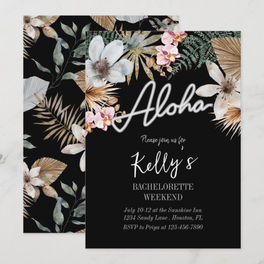 Aloha Boho Tropical Botanical Bachelorette Weekend Kaart (Voorkant / Achterkant)