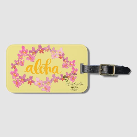 Aloha Bold Orchid Lei Bag Label - Geel Bagagelabel (Voorkant (horizontaal))