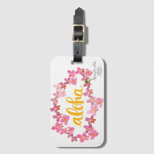 Aloha Bold Orchid Lei Bag Label - Wit Bagagelabel (Voorkant (verticaal))