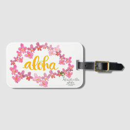 Aloha Bold Orchid Lei Bag Label - Wit Bagagelabel