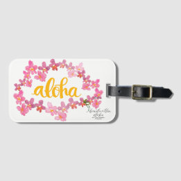 Aloha Bold Orchid Lei Bag Tag - Wit Bagagelabel