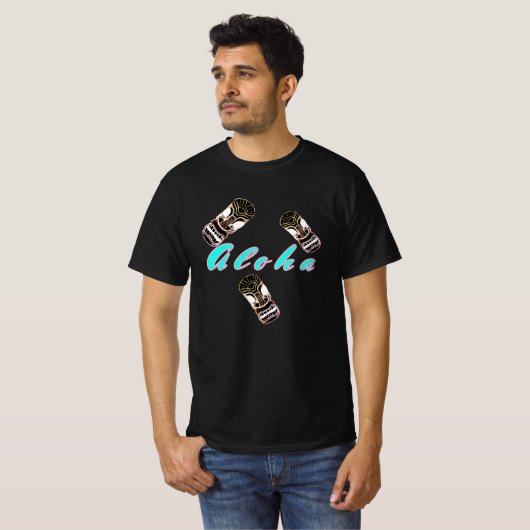 Aloha Bouncing Tiki Masks T-shirt (Voorkant volledig)