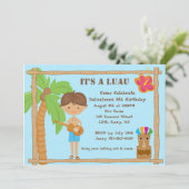 Aloha Boy Luau Birthday Uitnodiging (Staand voorkant)