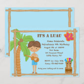 Aloha Boy Luau Birthday Uitnodiging (Voorkant / Achterkant)