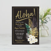 Aloha Bridal Shower Invitation, Faux Gold Kaart (Staand voorkant)