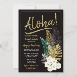 Aloha Bridal Shower Invitation, Faux Gold Kaart
