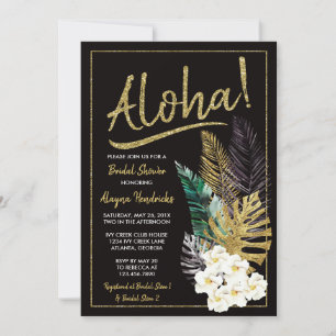 Aloha Bridal Shower Invitation, Faux Gold Kaart