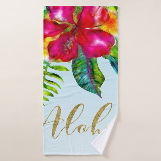Aloha Bright Electric Pop Tropical Floral Bad Handdoek (Badhanddoek)