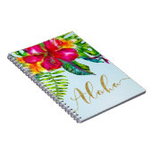 Aloha Bright Electric Pop Tropical Floral Notitieboek (Rechterzijde)