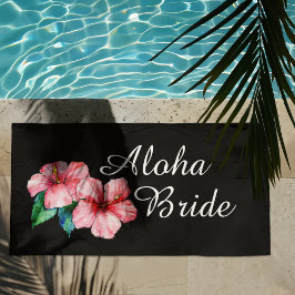 Aloha Bruid Roze Tropisch Bloemmotief Strandlaken