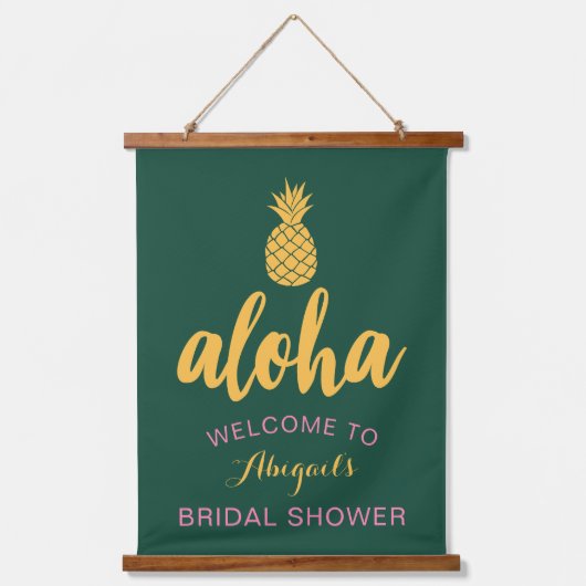 Aloha Bruidsfeest Verwelkoming (Groen) Hangend Wandkleed (Voorkant)