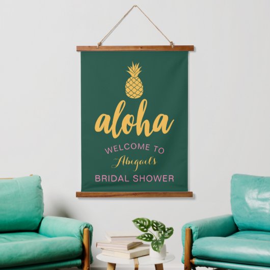 Aloha Bruidsfeest Verwelkoming (Groen) Hangend Wandkleed (Woonkamer)