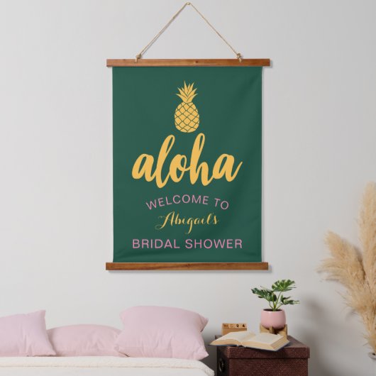 Aloha Bruidsfeest Verwelkoming (Groen) Hangend Wandkleed (Slaapkamer)