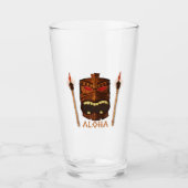 Aloha  Bruin Vuur Tiki Masker Tropisch Glas (Voorkant)