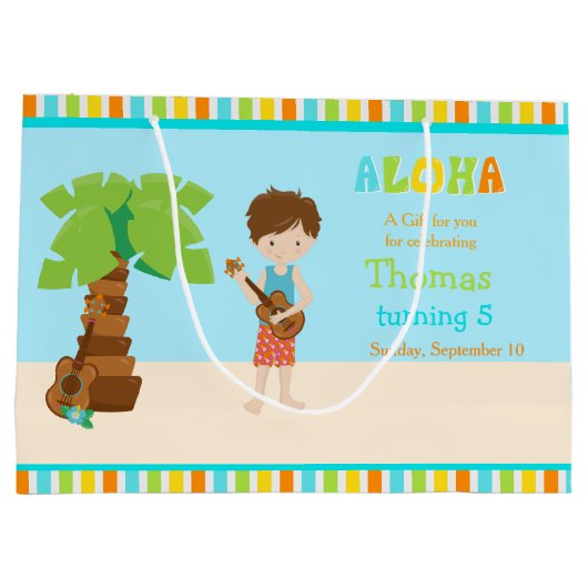 Aloha Brunette Boy Bedankt Groot Cadeauzakje (Achterkant)