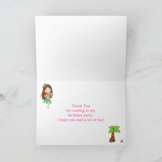 Aloha Brunette Haar Meisje Dank u Kaart (Binnen)